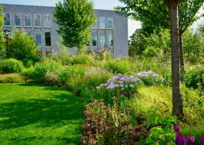 Englischer Garten mit strukturierten Beeten